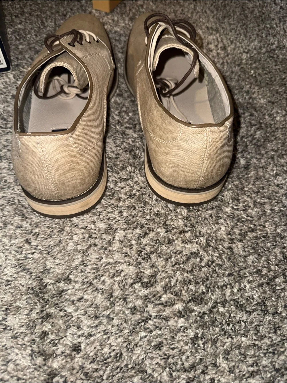 Giorgio Brutini Beige Linen Derby Shoes with Dark Brown Laces